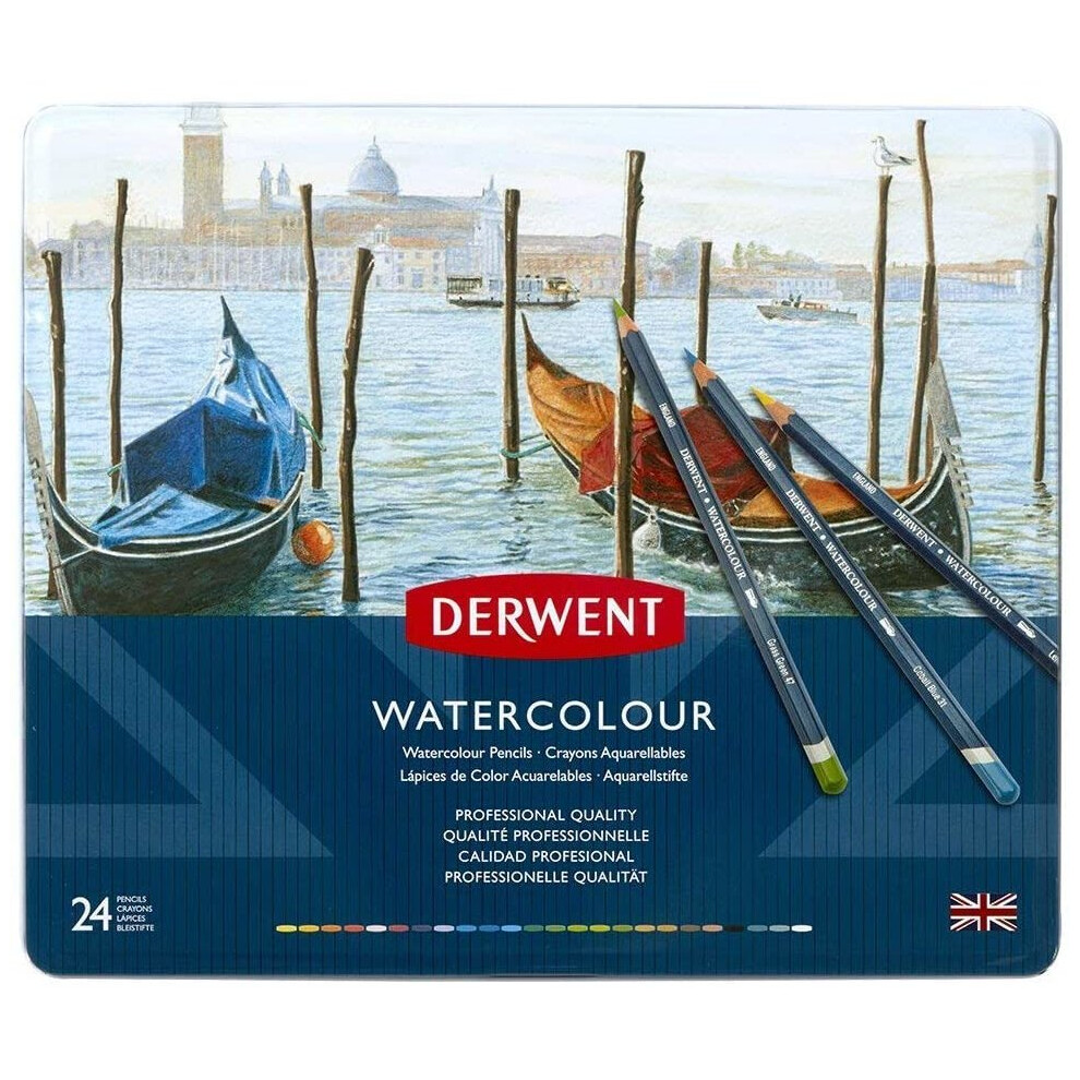 Derwent 32883 Watercolour Pencils, Multi-Colour, Set of 24