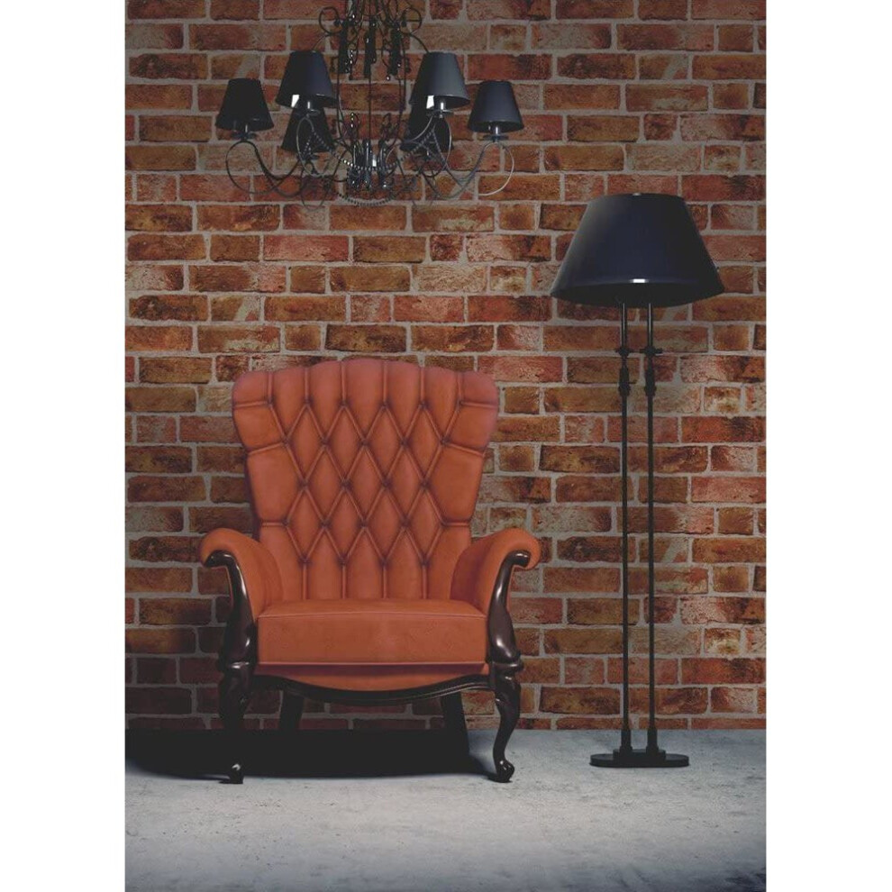 Brewster Fd31045 Brick Wallpaper-Orange, Red 5011419310456