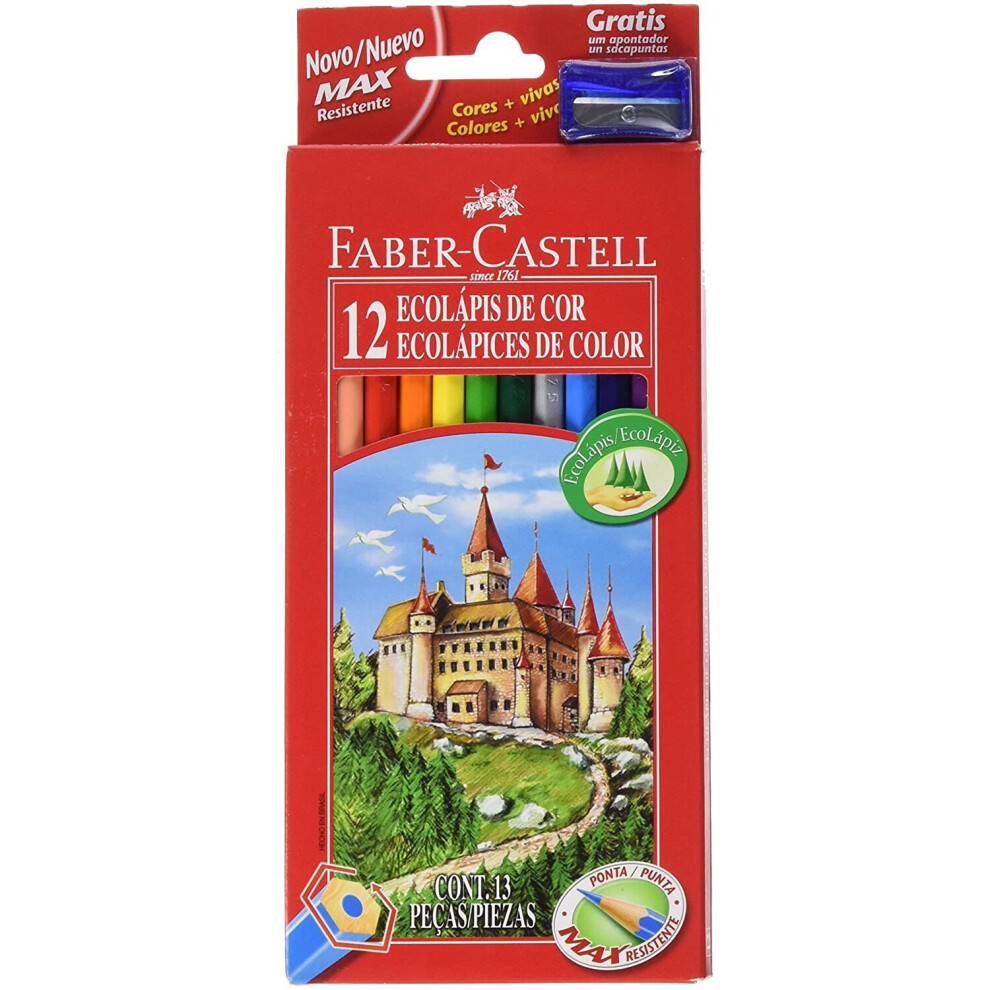 Faber Castell 537660 - Pencilcase 12 hezagonal Pencils - Different Colors