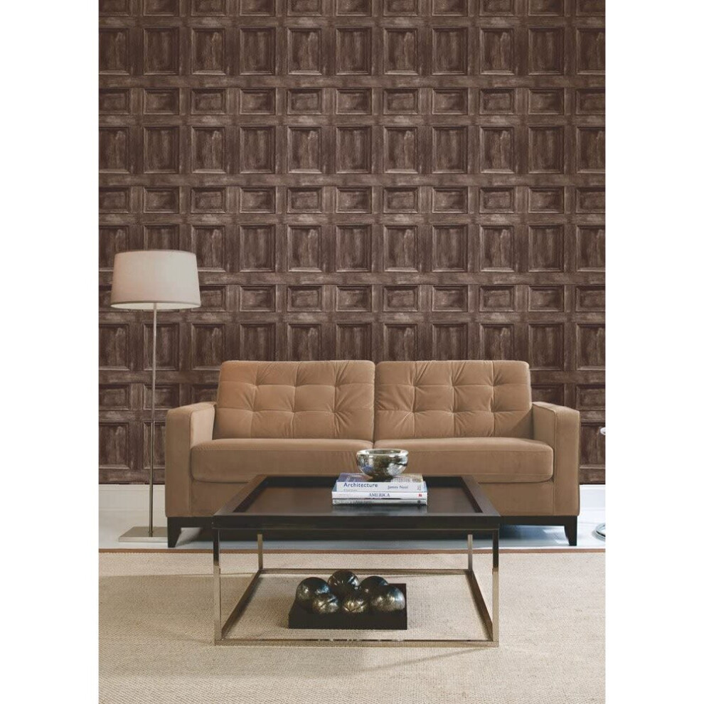 Brewster Fd31055 Wood Panel Wallpaper-Chocolate 5011419310555