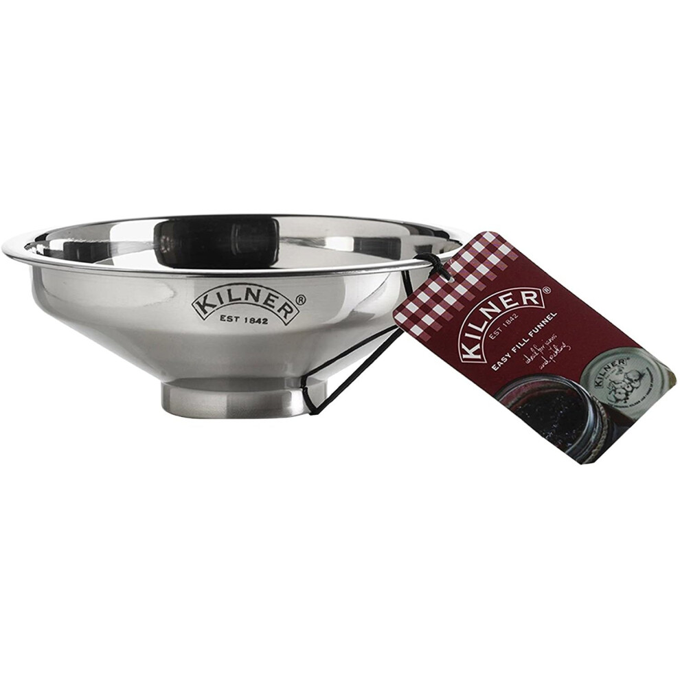 Kilner Stainless Steel Easy Fill Jam Jar Funnel, Silver, 14 x 14 x 5 cm