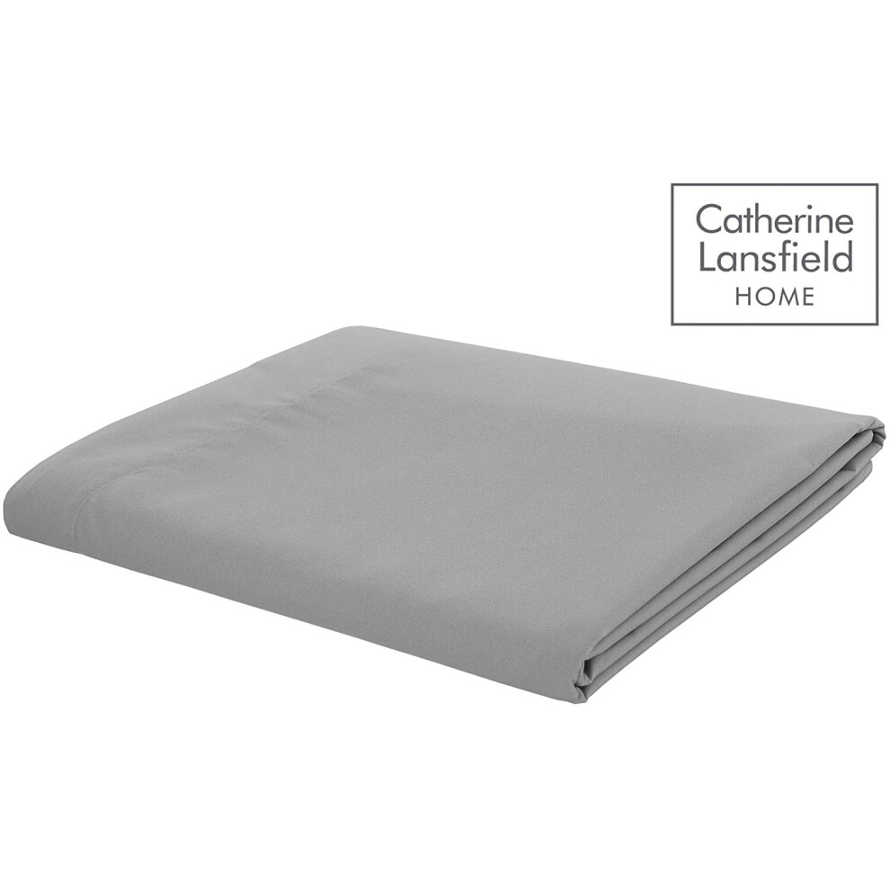 Catherine Lansfield Easy Iron Percale Single Flat Sheet Grey