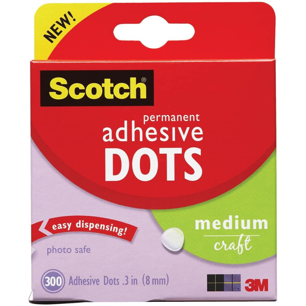 Scotch 010-300M Permanent Adhesive Glue Dots - 8 mm, Pack of 300