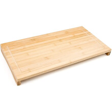 Relaxdays Bamboo Chopping Board, Size: 4.5 x 52 x 29 cm, Wooden Cutting Board, Serving Board with Juice Groove and Counter Edge, Brown