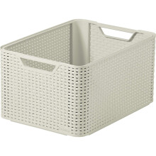 Curver Style Large Rectangular Storage Basket, Vintage White, 30 Litre