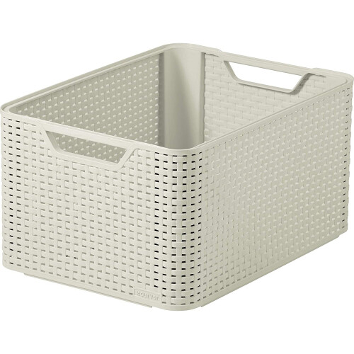 Curver Curver Style Large Rectangular Storage Basket, Vintage White, 30 Litre
