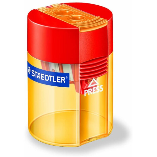 Staedtler Staedtler 512 006 Round Tub Double Sharpener - Assorted Colours, Pack of 10 1