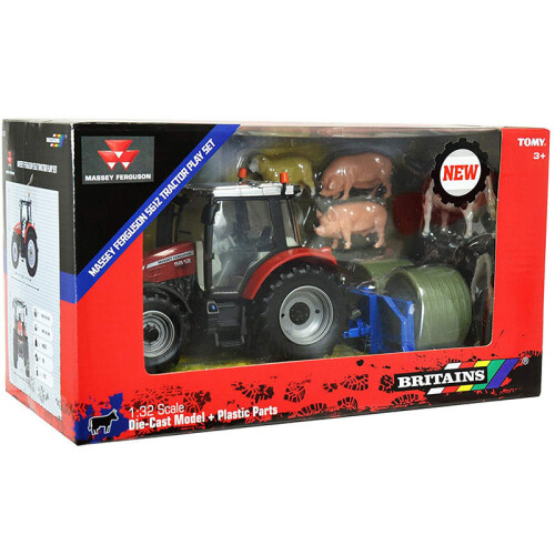Britains BRITAINS Massey Ferguson Tractor Playset 1:32 Farm Vehicle 43205