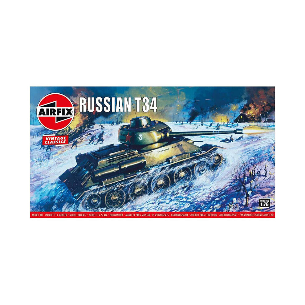 Airfix Vintage Classics Set A01316V Russian T34 | Plastic Model Tank Kits for Adults & Children 8+, Includes 58 Pieces, Sprues & Decals, 1:76 Scale Model Tank Set - Image 15