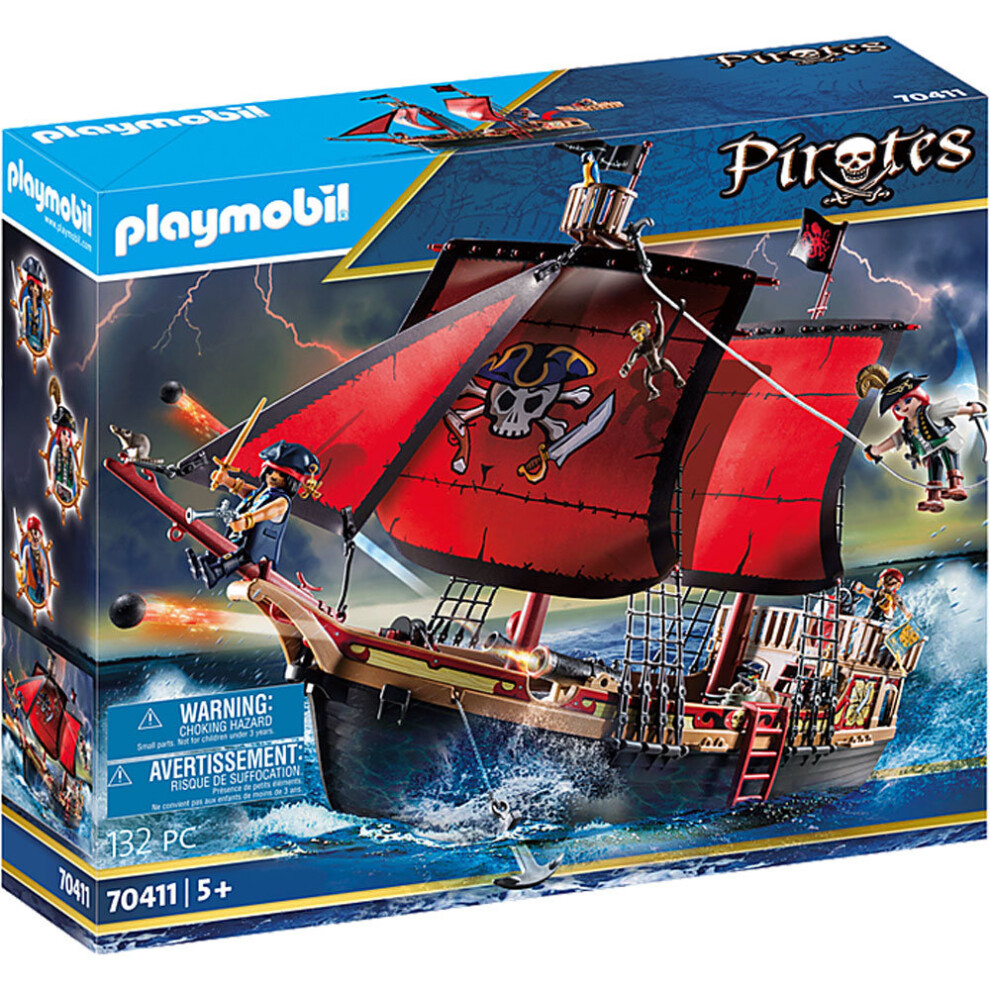 Playmobil 70411 Pirates Large Floating Pirate Ship With Cannon