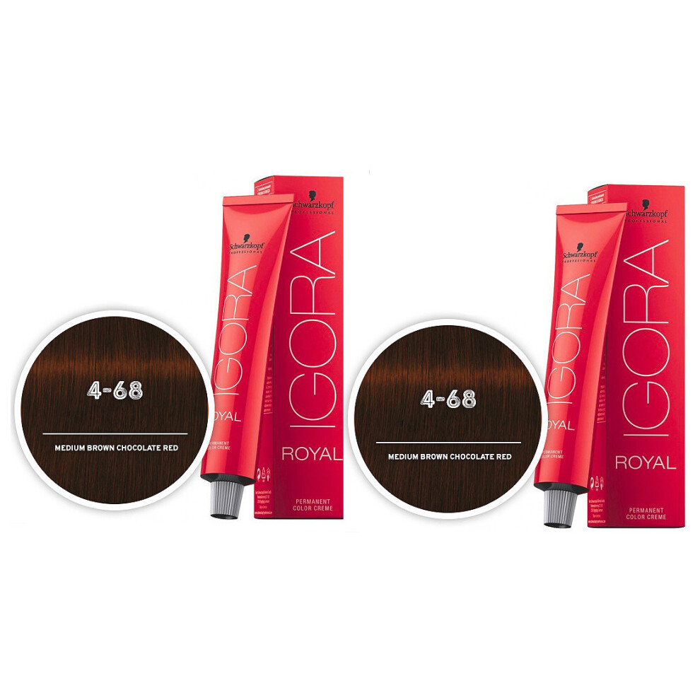 (4-68 - Pack of 2) Schwarzkopf Royal Igora Medium Brown Chocolate Red