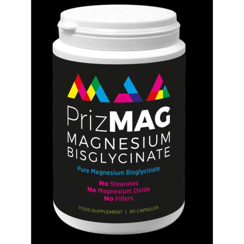 PrizMAG Magnesium Bisglycinate 90 Capsules - Vegan, Hypoallergenic, Oxide & Filler Free