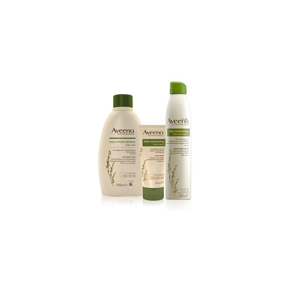 Aveeno After Shower Mist Spray, Body Wash & Daily Moisturising Hand Cream  for Dry and Sensitive Skin