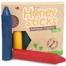 Honeysticks 100% Pure Beeswax Crayons - (6 Pack Longs) Natural Non Toxic Safe for Toddlers Kids and Children Handmade in New Zealand For 3 Years Plus