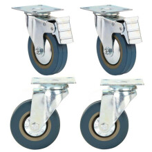 4 Heavy Duty 100mm Trollry Rubber Swivel Wheel Caster Brake 600KG