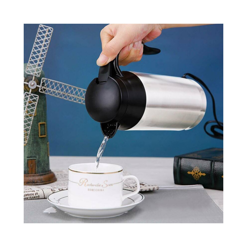 750Ml Stainless Steel Electric In-Car Kettle Car Travel Water 12V/24V Green