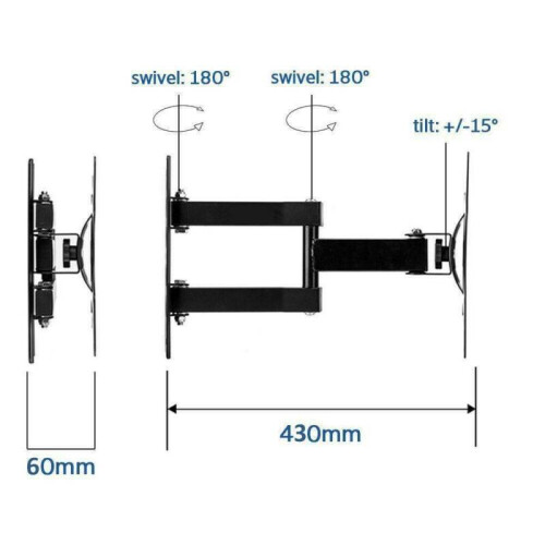 TV Wall Bracket Mount Tilt & Swivel for 17 32 40 42 46 50 52 55 Inch Monitor LCD 2