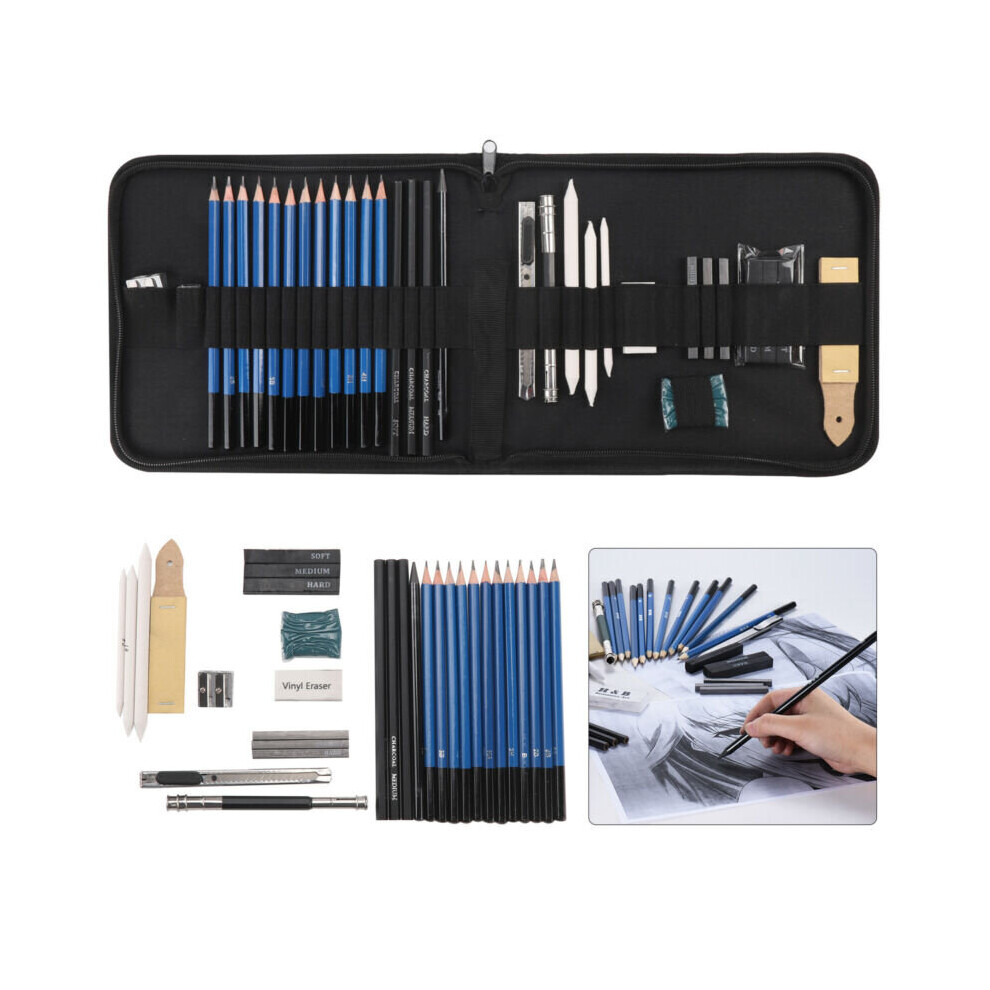 32pc Sketching Drawing Set Art Pencil Kit Graphite Charcoal Artists