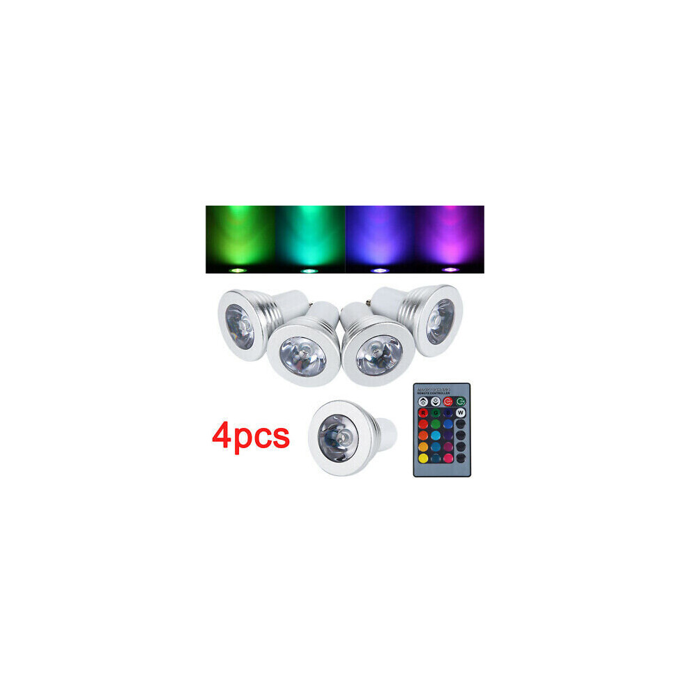 4 x GU10 4W 16 Color Changing RGB Dimmable LED Light Bulbs Lamp