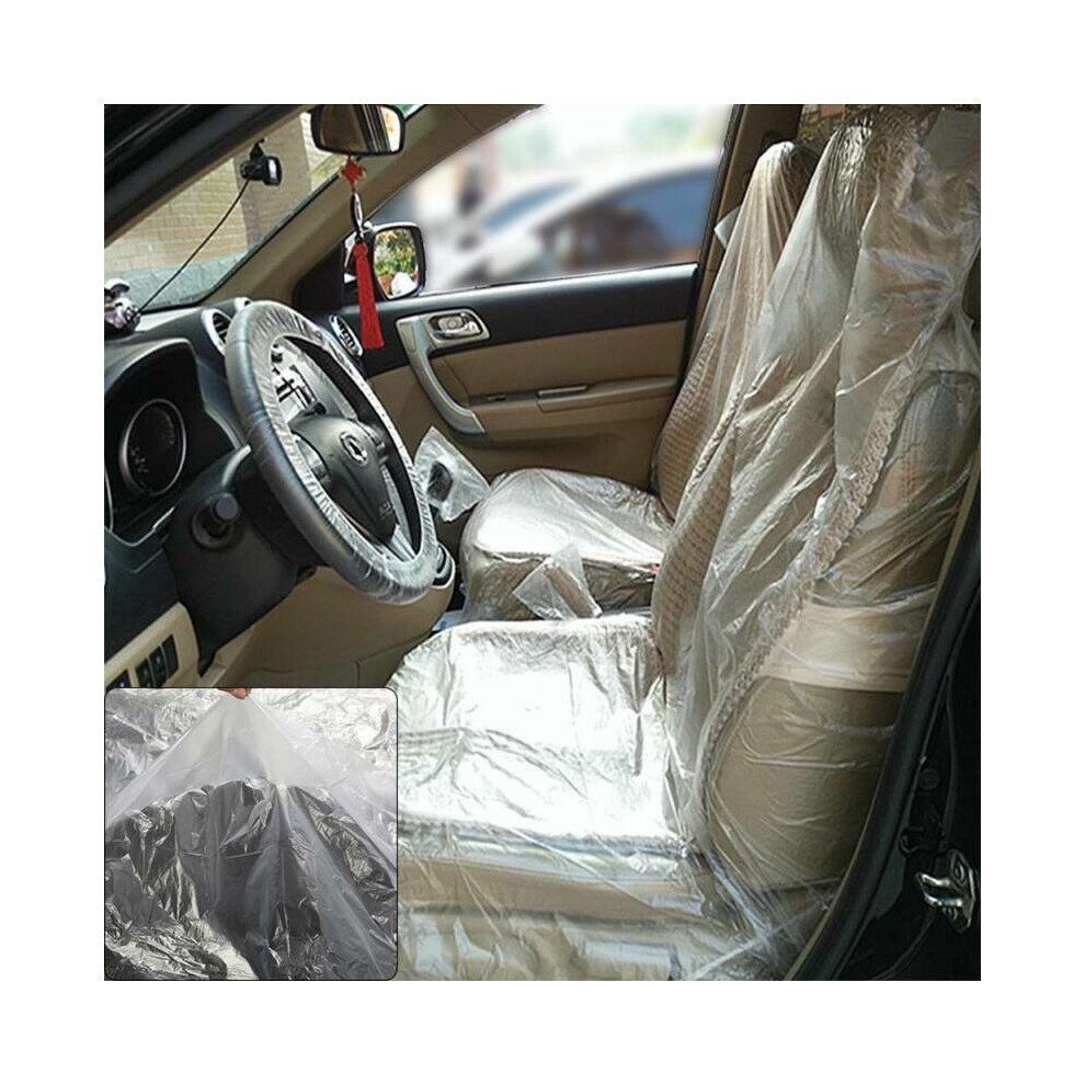 100PCS DISPOSABLE PLASTIC CAR SEAT COVERS VEHICLE PROTECTORS MECHANIC