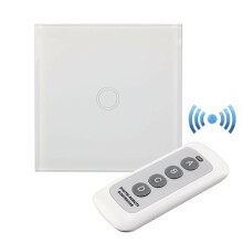 Home Digital Touch Light Switch with LED Backlight - Glass Panel, 110-240V, 3-300W, Remote/Wall Replacement, White