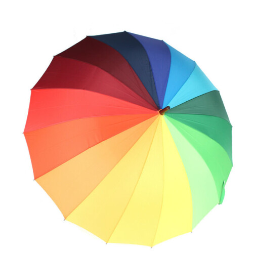LARGE BRIGHT MULTI COLOURFUL RAINBOW GOLF UMBRELLA - 16 Rib Rainb 1