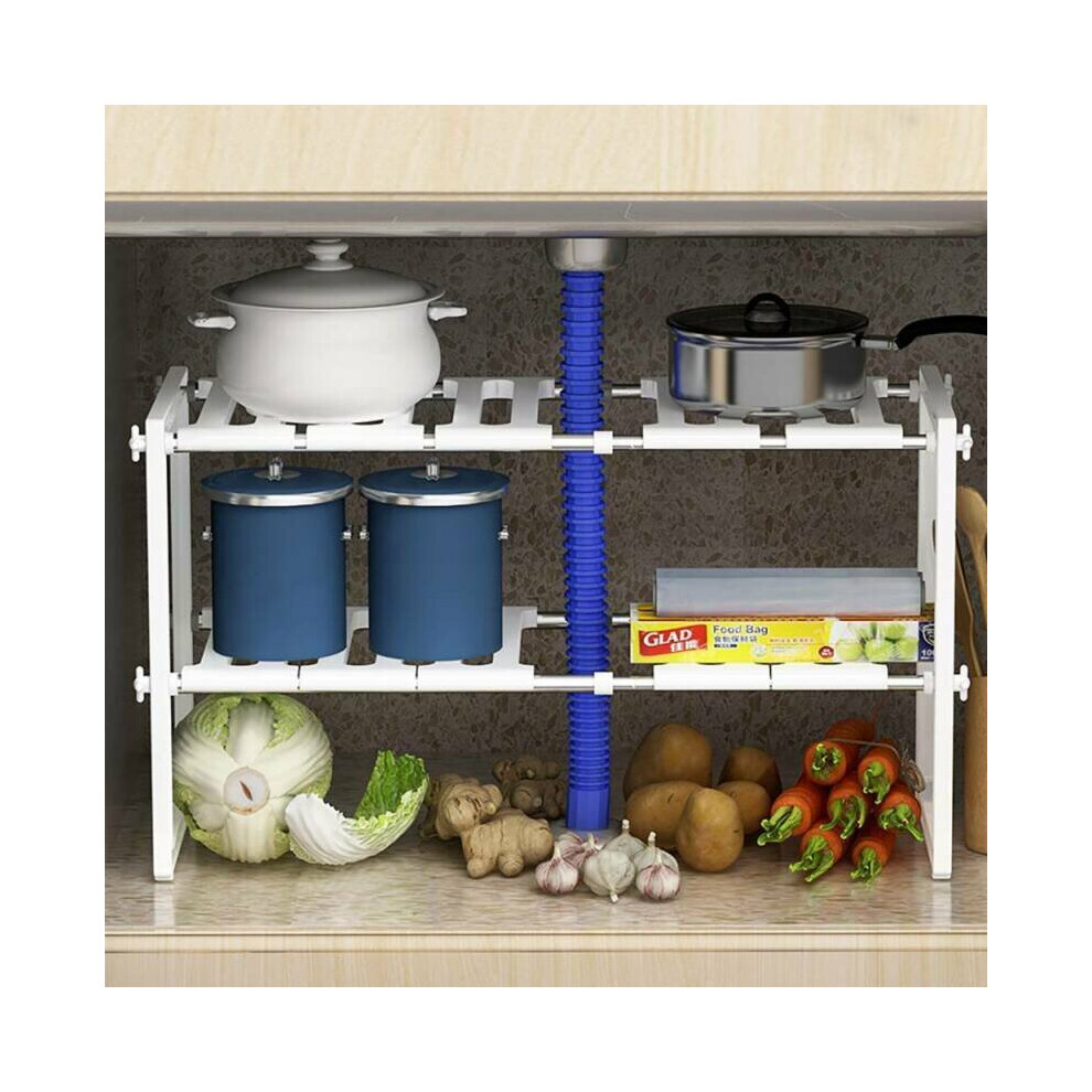 RACK ORGANISER ADJUSTABLE REMOVABLE UNDER SINK STORAGE TIDY SHELF