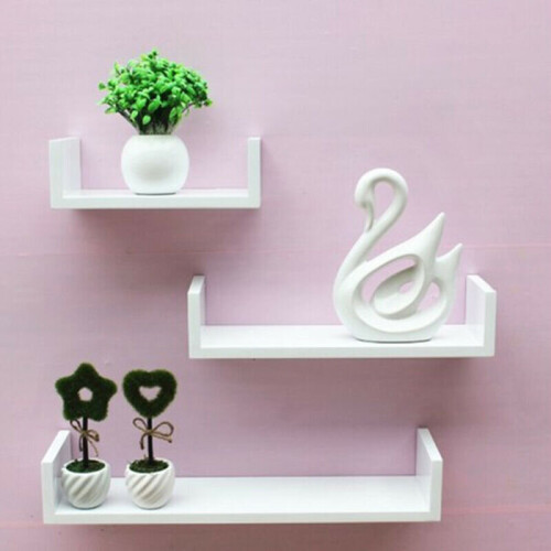 Set of 3 U Shape Floating Shelves Storage Display Shelf Home Décor 2
