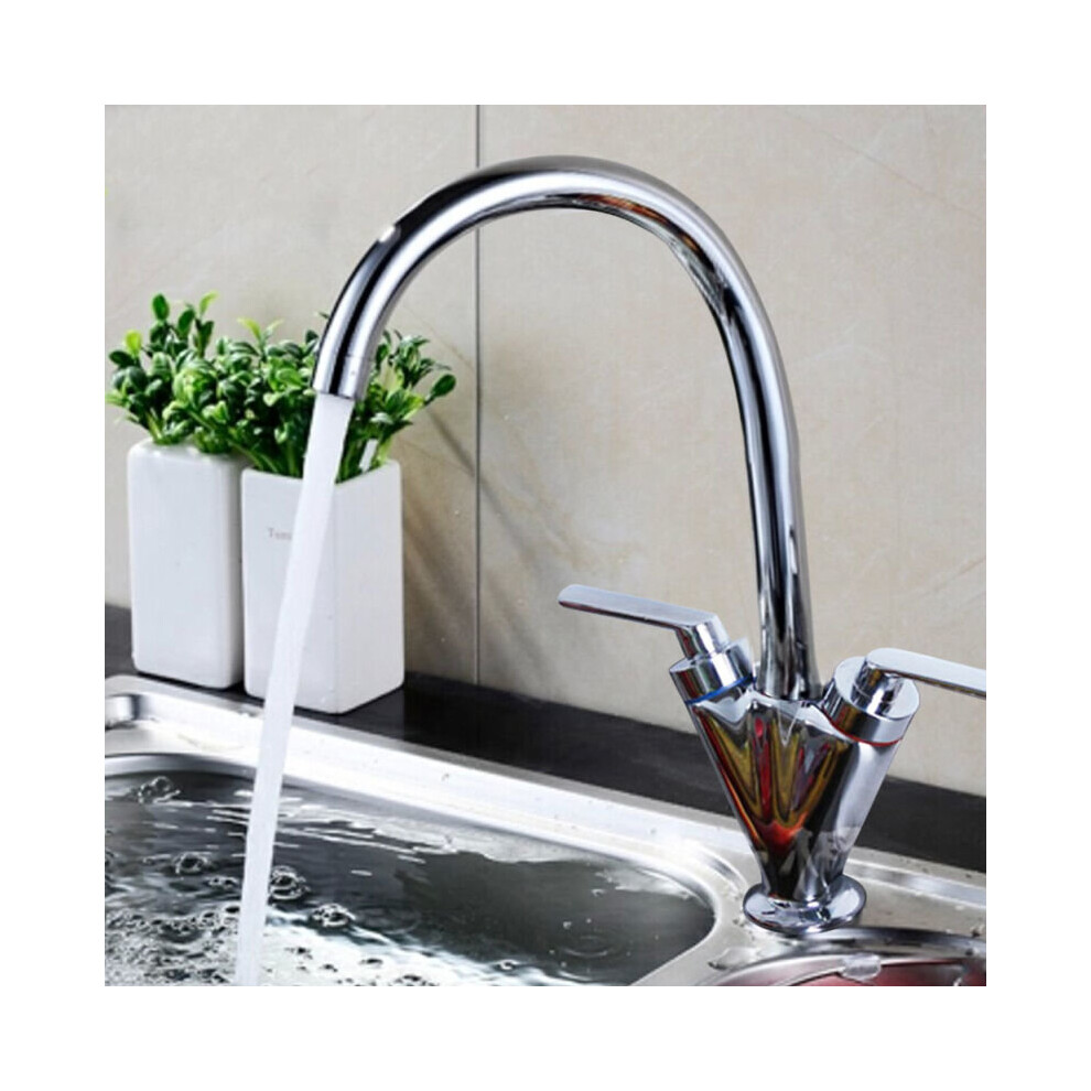 Dual Lever Faucet Modern Kitchen Sink Mixer Tap Swivel Spout Basin Tap