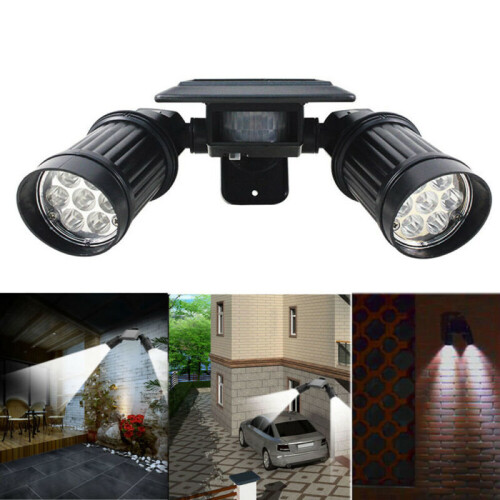 Dual Head LED Solar PIR Motion Sensor Light Spotlight Flood mlight