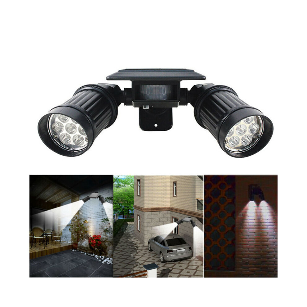 Dual Head LED Solar PIR Motion Sensor Light Spotlight Flood mlight