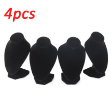 4pcs Jewellery Necklace Display Chain Stand Bust Velvet Black Holder