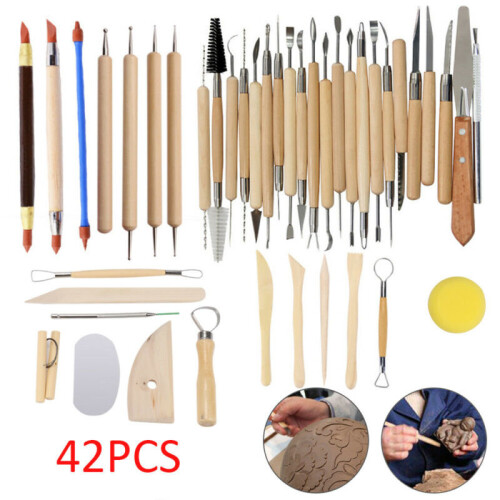 42Pcs Clay Carving Tools Wooden Models Clay Tool Set Pottery Tools