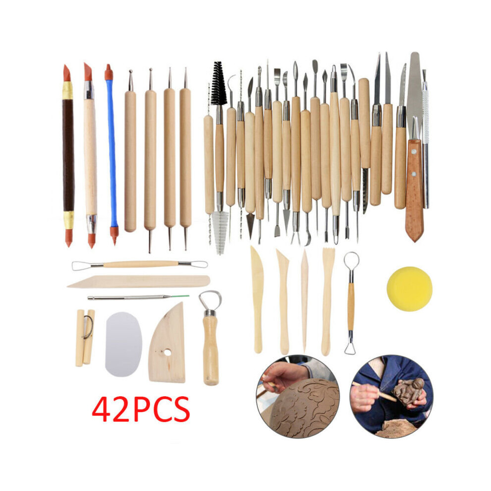 42Pcs Clay Carving Tools Wooden Models Clay Tool Set Pottery Tools