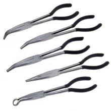 5X 11" Extra Long Nose Pliers Set Equipment Hand Tool Straight Bent