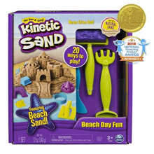 The One and Only Kinetic Sand Beach Day Fun Playset with Castle Molds Tools and 12 oz of Kinetic Sand for Ages 3 and Up - 6037423