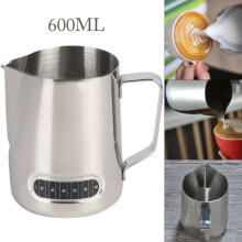 600ML Milk Jug Frothing Frother Coffee Latte Container hermometer