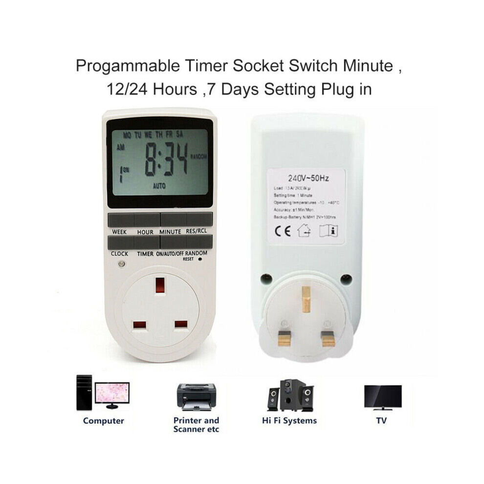 Digital Lcd Display Uk Plug - In Programmable Timer Switch Socket 24Hr 7Day 613310292050