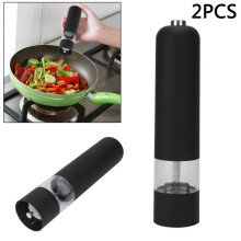 2 x BLACK Battery Operated Electric Salt Pepper Mill Grinder