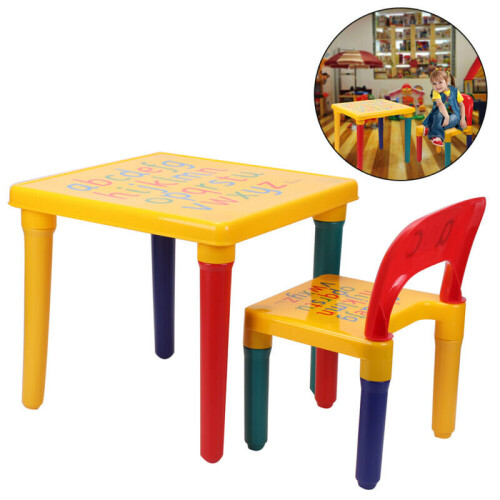 ABC Alphabet Childrens Plastic Table and Chair Set Child Kit on