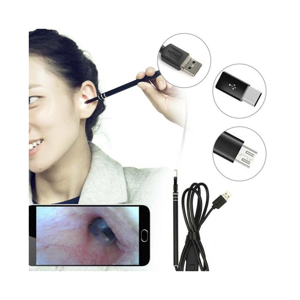 Black Digital Otoscope Ear Earwax Camera Scope Removal Kit Ear Wax Cleaning
