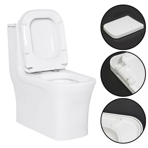 Square Soft Close Toilet Seat Top Fixing Easy Clean White Modern 2