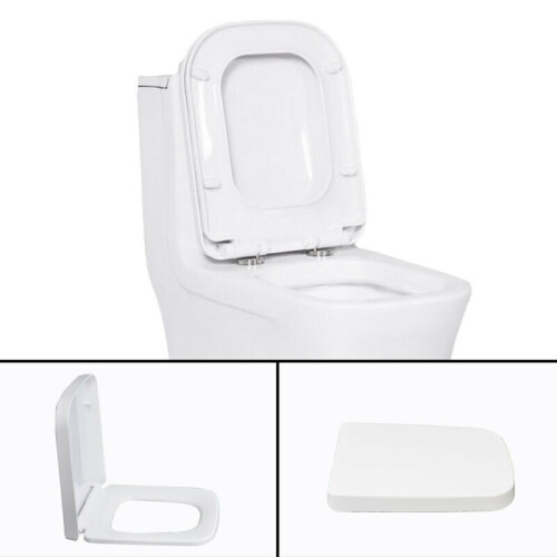 Square Soft Close Toilet Seat Top Fixing Easy Clean White Modern 1