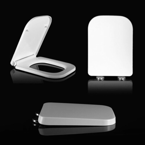 Square Soft Close Toilet Seat Top Fixing Easy Clean White Modern