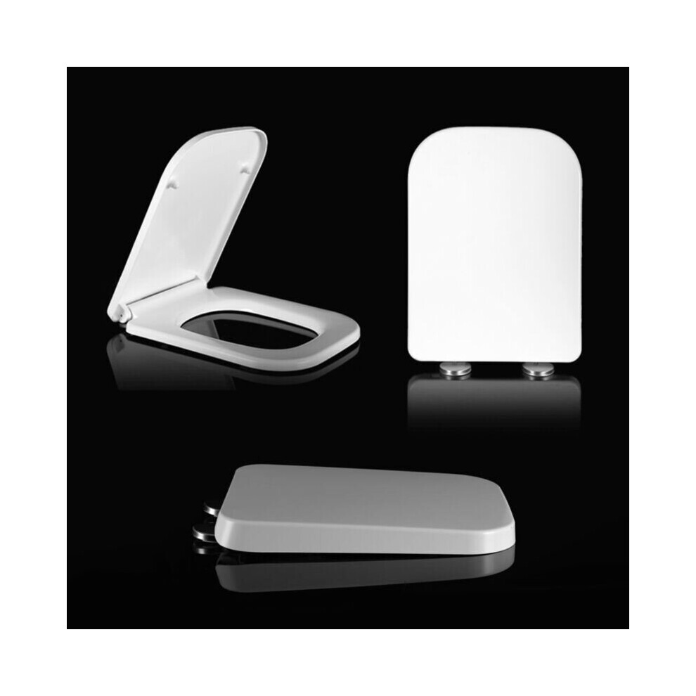 Square Soft Close Toilet Seat Top Fixing Easy Clean White Modern