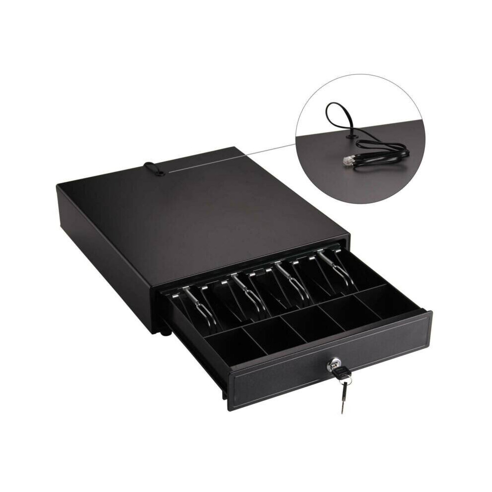 Heavy Duty POS Cash Drawer Register 4Bills5 Coins Removable Cash Tray