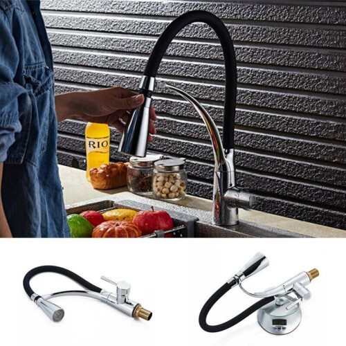 LED Kitchen Taps Pull Out Spray Basin Mixer Sink Tap Chrome Faucet 1