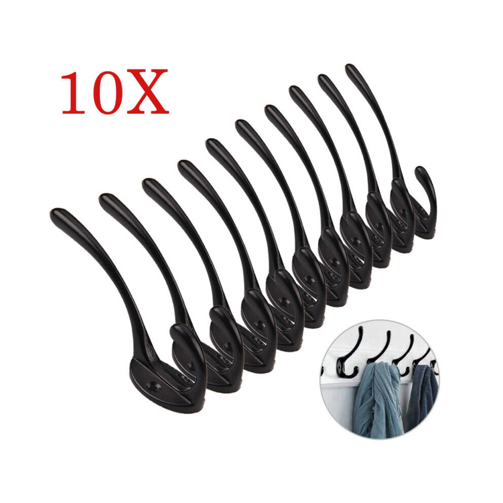 CZHONG-10pcs BLACK  CAST IRON DOUBLE COAT HOOK HANGER Coat DIY Bathroom Hook