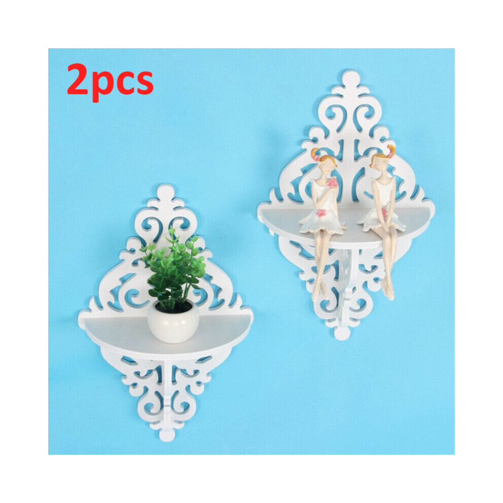 2Pcs Corner Shelf Floating Wall Shelves Storage Display Home Decor