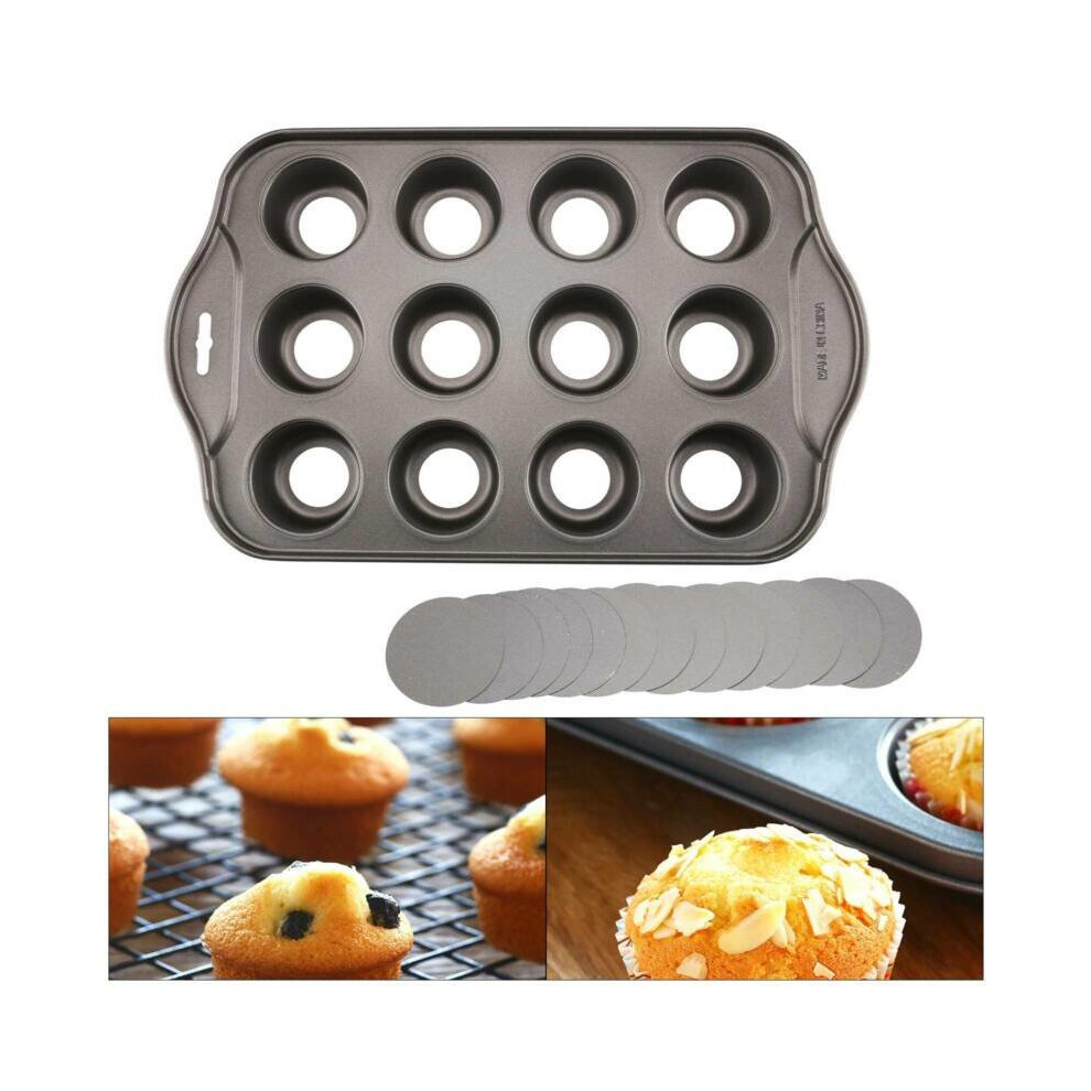 12 Baking Cheese cake Cup Cake Tray Non Stick Cupcake Baking Pan
